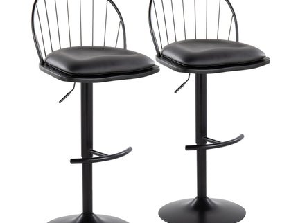 Riley - Farmhouse Adjustable Height Barstool With Swivel With Rounded T Footrest (Set of 2)