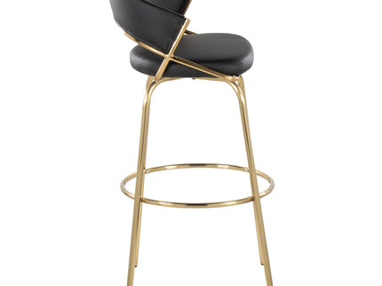 Jie - Fixed Height Contemporary Barstool With Swivel With Round Footrest (Set of 2)