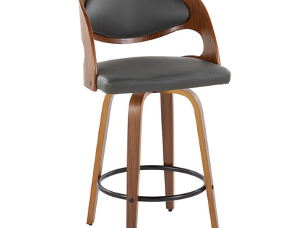 Pino - Mid Century Modern Fixed Height Barstool With Swivel With Round Footrest (Set of 2)