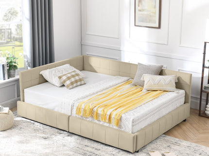 Upholstered Storage Tufted Bed Frame With Backrest And Armrests