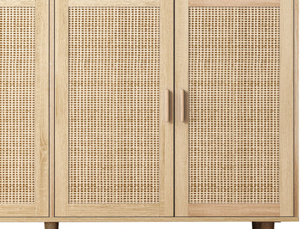 Elegant And Functional 4 Door Rattan Decorative Storage Cabinet