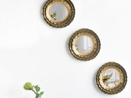 Round Wall Mirror With Metal Frame, Mid Century Modern Accent Mirror For Living Room - Gold