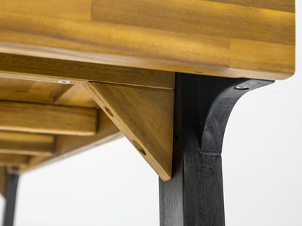 Acacia Wood Patio Dining Table, 69"L Rectangle Outdoor Table - Teak / Black