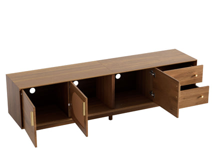70" TV Stand With Beveled Edge Design - Brown