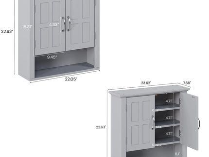 Multi Functional Wall Mounted Cabinet With Adjustable Shelves For Bathroom