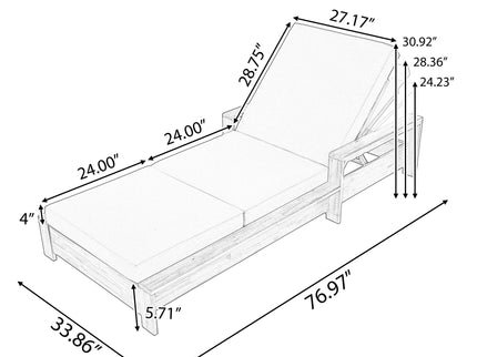 Chaise Lounge With 3 Fold Cushion Set, 3 Position Adjustable Backrest