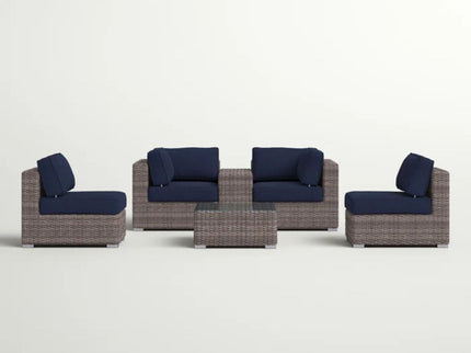 Wicker Seating Group Set With Table And Cushions