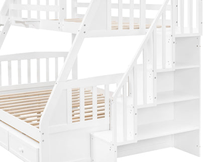 Bunk Bed With Drawers, Ladder And Storage Staircase