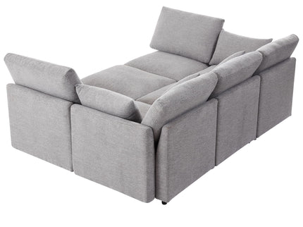 Sectional Sofa Modular U-Shaped With Ottoman & USB Ports