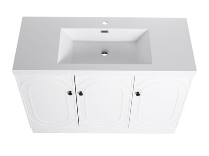 Contemporary Freestanding Bathroom Vanity With Resin Sink & Soft-Close Cabinet Doors