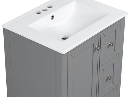 Modern Bathroom Vanity With Sink, Freestanding Cabinet With Drawers And Shelves