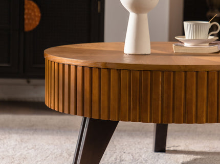 Round Retro Coffee With Solid Wood Legs