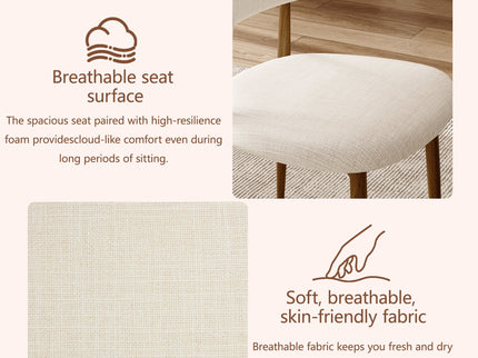 Upholstered Dining Chairs For Dining Room (Set of 2) - Beige