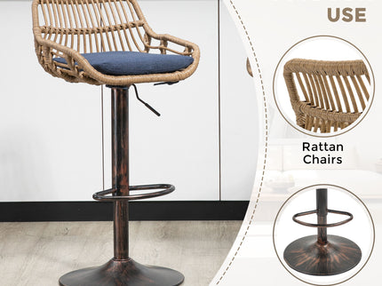 Modern Swivel Bar Stools Adjustable Counter Chairs With Footrest (Set of 2)