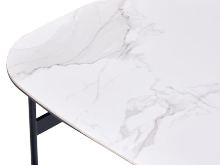 Modern Rectangular Rock Plate Coffee Table Open Space Design Golden Metal Frame Minimalist Living Room Center Table For Lounge Office - Black White