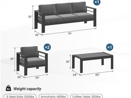Outdoor Patio Set, All-Weather & Thick Cushions