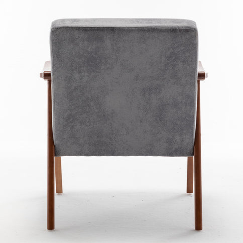 Mid Century Modern Accent Chair With Solid Wood Frame And Extra Thick Backrest