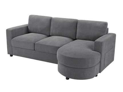 Modern L-Shaped Sectional Sofa With Curved Chaise, USB Ports, And Side Storage Pockets