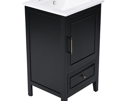 Modern Bathroom Vanity With Sink, Cabinet Storage, Drawer & Adjustable Feet
