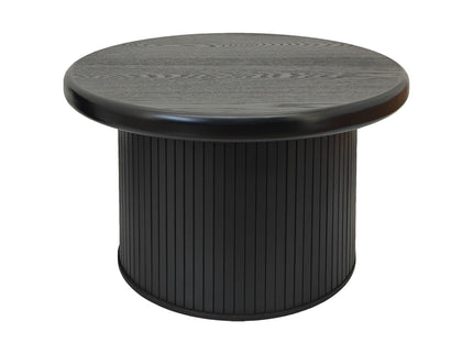 Fluted Cylinder Side Tables, Round End Tables For Living Room (Set of 2) - Black