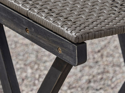 Outdoor Folding Acacia Wood Barstools With Rattan Backrest And Seat