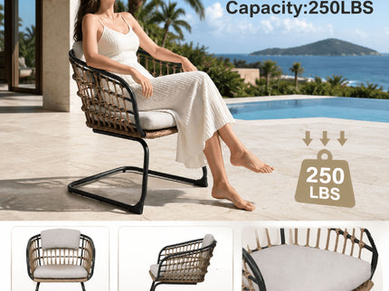 Patio Dining Chairs For Garden (Set of 2) - Beige