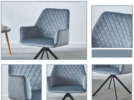 Modern Desk Chair No Wheel, Ergonomic Office Chair Home Office Upholstered Chair, Computer Chair For Bedroom, Reception Room, Living Room With Metal Legs - Blue