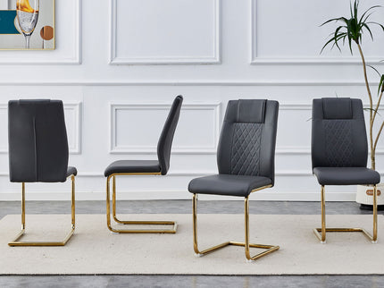 Modern Legged Upholstered Dining Chairs (Set of 4) Artificial For Kitchen And Office - Gray