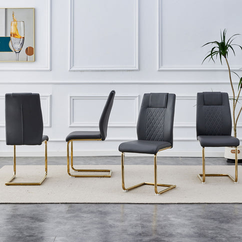 Modern Legged Upholstered Dining Chairs (Set of 4) Artificial For Kitchen And Office - Gray