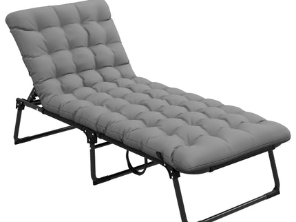 Outsunny - Outdoor Chaise, Adjustable Folding Chaise Lounge With 4-Position Backrest, Magazine Pocket, Removable Head Pillow, Sun Bathing Lounger Chair For Patio, Beach - Gray