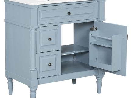Modern Bathroom Vanity With Sink, Freestanding Cabinet With Flip Drawer & Adjustable Shelf