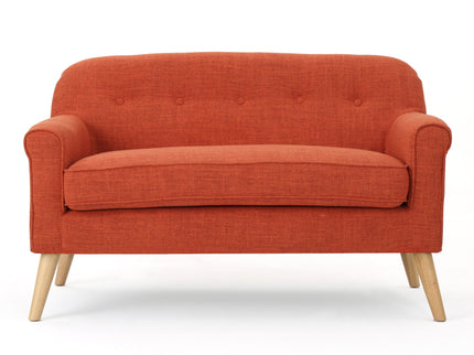 Classic Loveseat With Rolled Armrests And Button Tufting