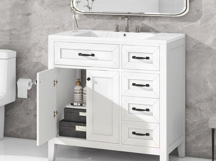Modern Bathroom Vanity With Sink, Freestanding With Drawers And Doors