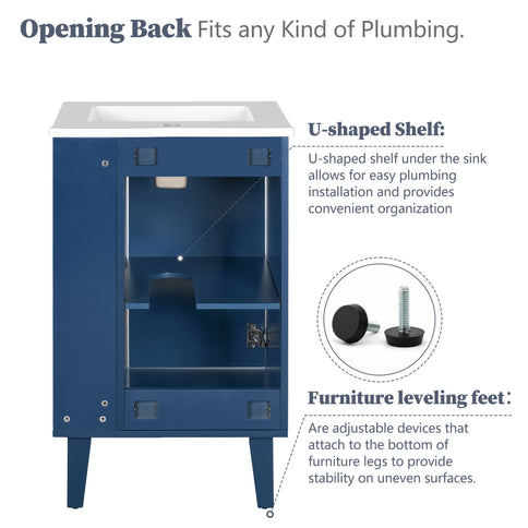 Bathroom Vanity With Sink, Soft-Close Door, Half-Moon Pulls