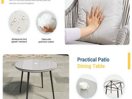 5 Piece Twisted Rattan Patio Dining Set With Table