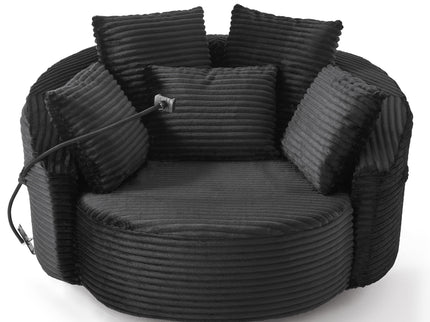 Swivel Accent Barrel Chair With Adjustable Phone Holder, 5 Pillows For Living Room