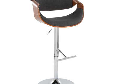 Curvo - Mid Century Modern Adjustable Barstool With Swivel With Straight T Footrest
