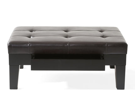Chatham - Ottoman With Drawer Leather Storage Solution - Dark Coffee