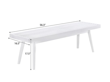 Larwich - Solid Wood Slatted Bench - White