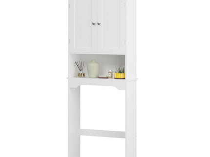 Over The Toilet Storage Cabinet, Bathroom Space Saver With Adjustable Shelf - White