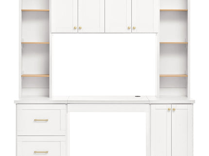 Computer Desk With Hutch, Workstation With Desk Grommet & Keyboard Tray