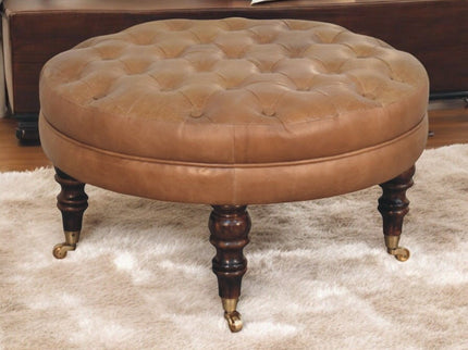 Buffalo - Round Ottoman With Castor Legs - Brown