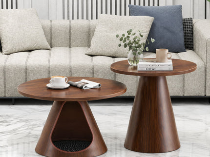 Nesting Coffee Table With Integrated Cat Cave Bed (Set of 2) - Walnut