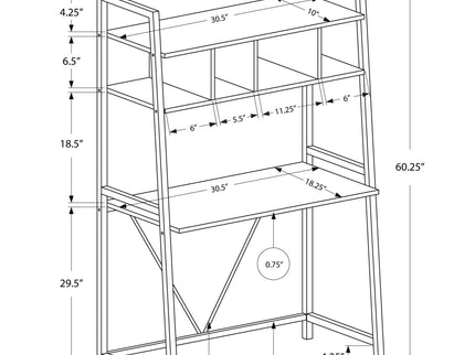 Computer Desk For Home Office, Laptop, Leaning, Storage Shelves, Contemporary & Modern - White