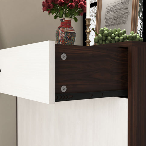 Freestanding Wooden Shoe Cabinet, 4 Tier Organizer With Drawer