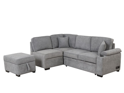 Sleeper Sofa Bed, 2 In 1 Pull Out Sofa Bed L Shape Couch With Storage Ottoman For Living Room, Bedroom Couch And Small Apartment