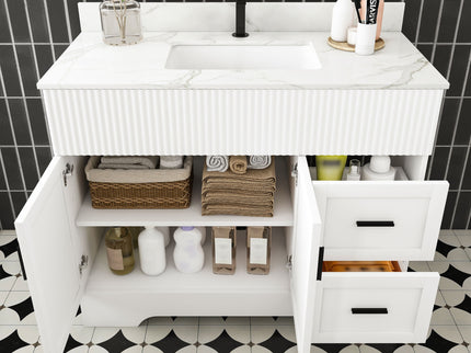 Bathroom Vanity Set, Fluted Cabinet, Soft Close Doors & Drawers - White