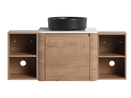 Wall Mounted Bathroom Vanity With Art Sink, 2 Storage Shelves, Soft Close Door
