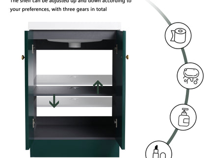 Contemporary Freestanding Bathroom Vanity With Resin Sink & Soft-Close Cabinet Doors