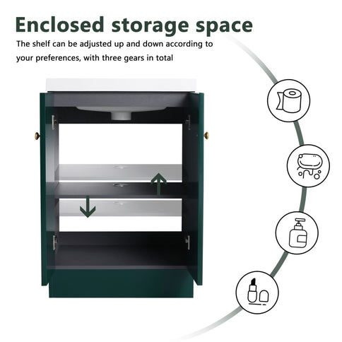 Contemporary Freestanding Bathroom Vanity With Resin Sink & Soft-Close Cabinet Doors